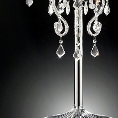 35" Tall Table Lamp "Evangelia", Silver finish and Crystal Accents, Clear Shade