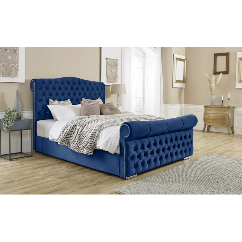Keana Upholstered Bed, Single (3'), Blue