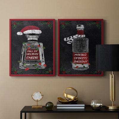 «Holiday Spirits I», reproduction encadrée de qualité supérieure - prête à être accrochée - aucun clou requis - aucun clou requis