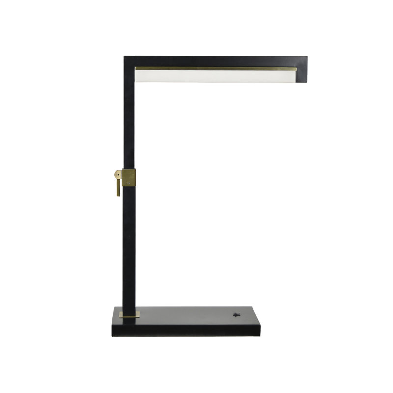32" Metal Table Lamp With Black Shade