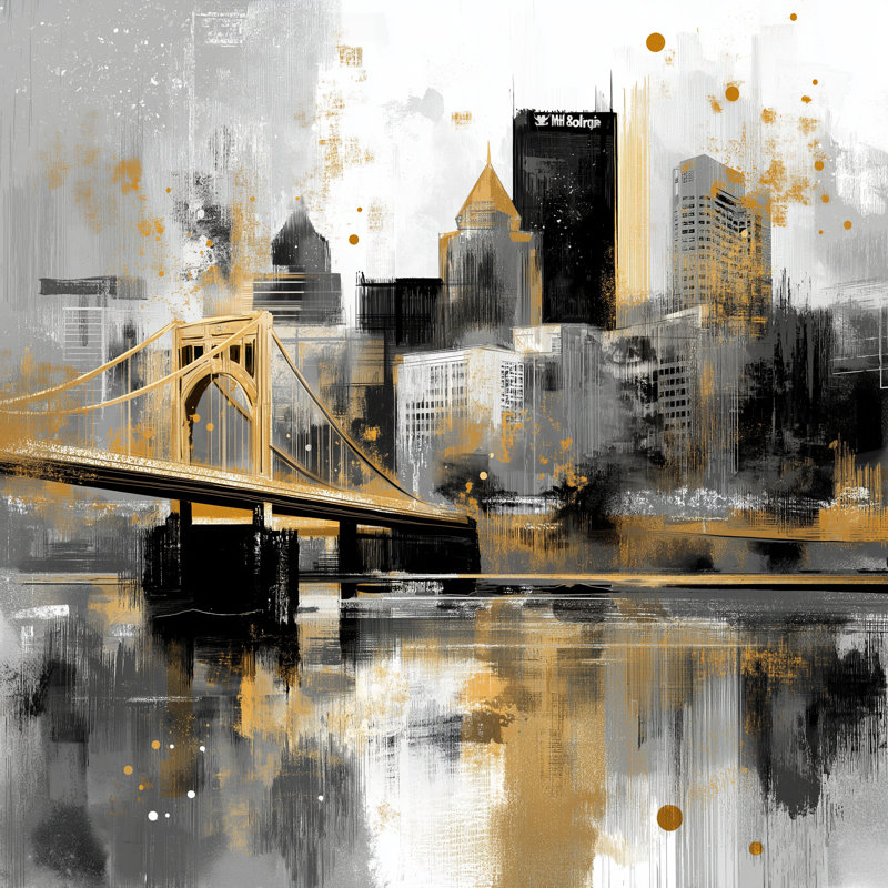 «Midnight Gold Bridge», art mural sur toile tendue, L 20 po x H 20 po x P 1,5 po
