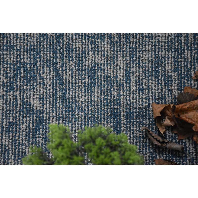 Elemental Accent Rug - Blue Distressed Geometrical Print, Runner 5' x 12'