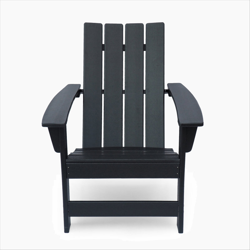 Adirondack Chairwith Durable High-Density Plastic And Traditional Slat Design For Modern Outdoor Comfort, Black