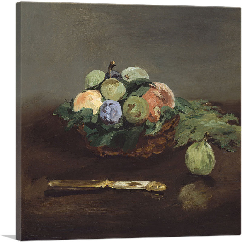 «Basket of Fruit 1864» par Edward Manet, reproduction d'art sur toile tendue, H 36 po x l 36 po x 1,5 po
