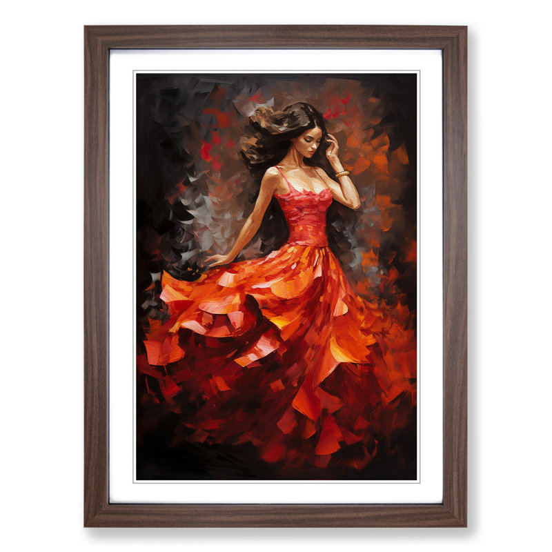 Flamenco dancer Abstract No.2 - Framed Print, 34cm H x 25cm W x 2cm D, Walnut