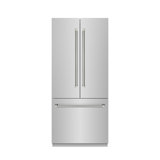 ZLINE Autograph 36 in. French Door Refrigerator with Stainless Interior and Nickel Helix Handles