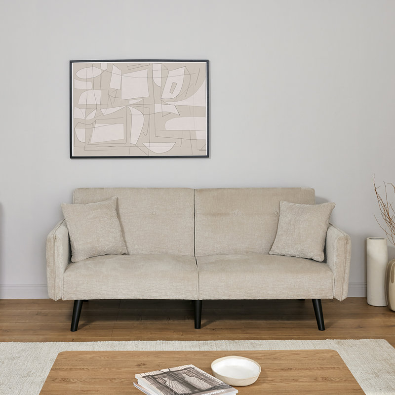 Canapé convertible Chillax Dot 75,2 "Boucle, Beige