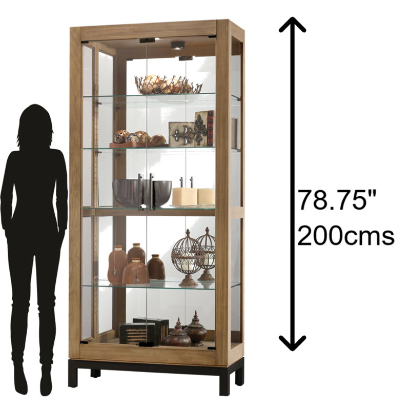Quinn Lighted Curio Cabinet, Natural Finish