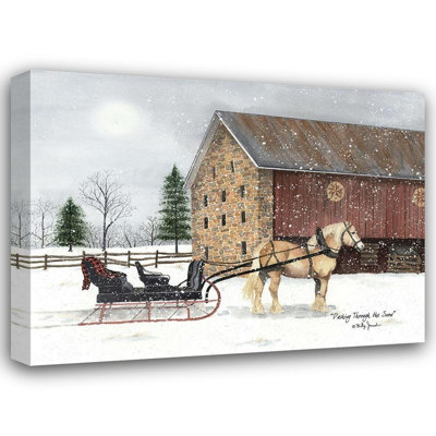 August Grove Jacobs, art sur toile tendue de la galerie Billy, "Dashing Through the Snow"