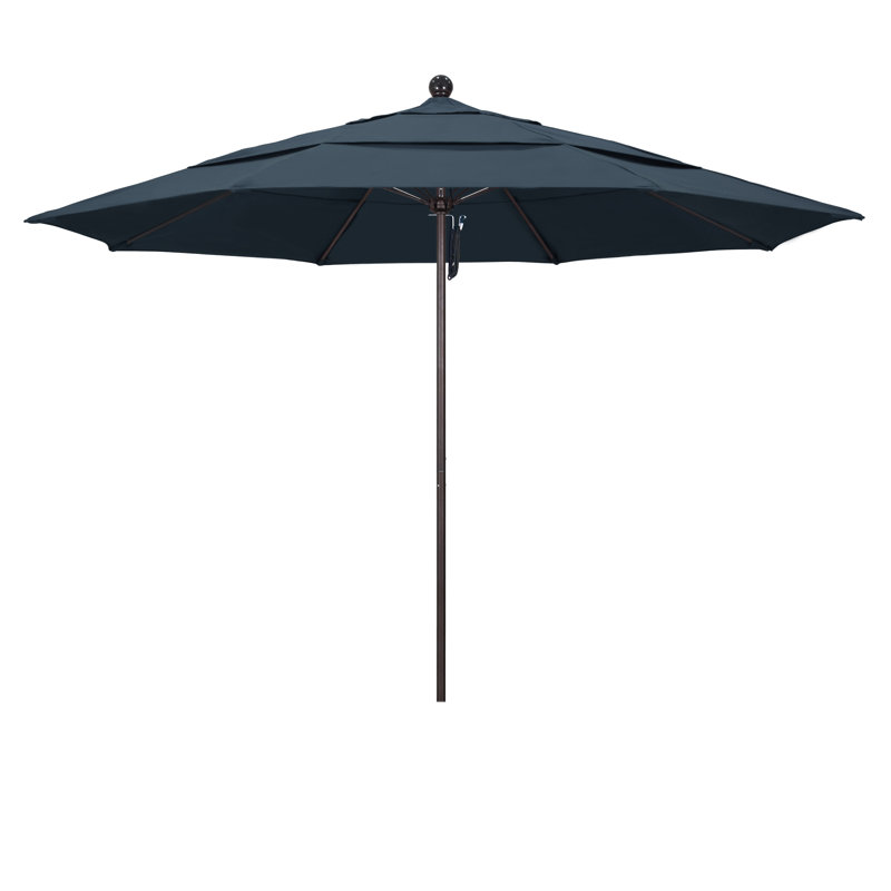 Parasol de marché 11 pi Hibo, Toile performance saphir, Bronze