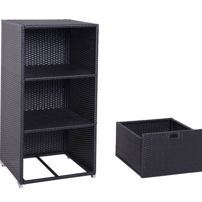 Spa Drawer Shelf Organizer Basket Storage Rack - Waterproof Plastic , 2 Shelves, For Indoor And Outdoor Use, Dark Brown Finish Pool Towel With Pe 1 Drawer,