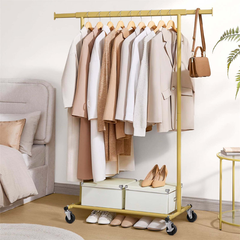 Bonville Adjustable Rolling Clothing Rack, Gold