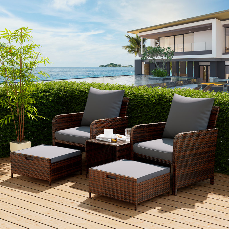 Ensemble de conversation de terrasse pour 2 personnes avec coussins, Gris