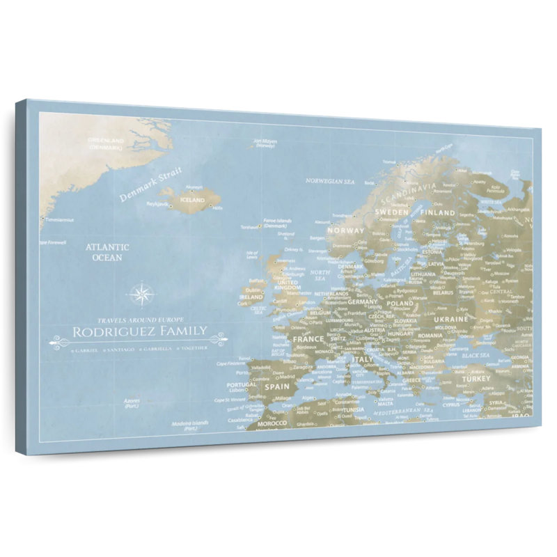 Carte Europe personnalisée à punaises, H 26 po x l 39 po, Oui