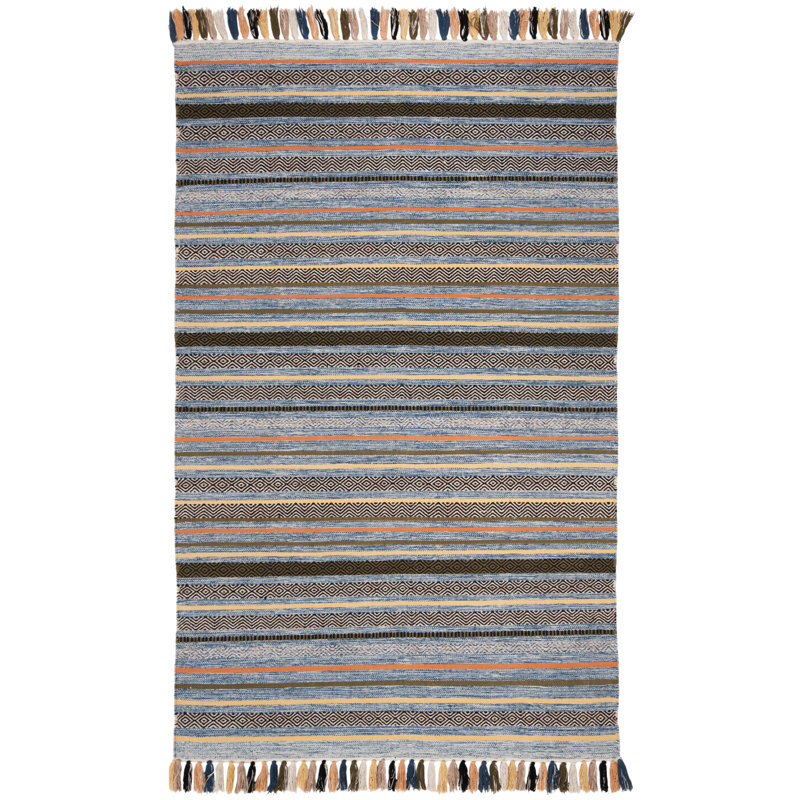 Montauk Hand Woven Cotton Striped Rug, Rectangle 5' x 8'