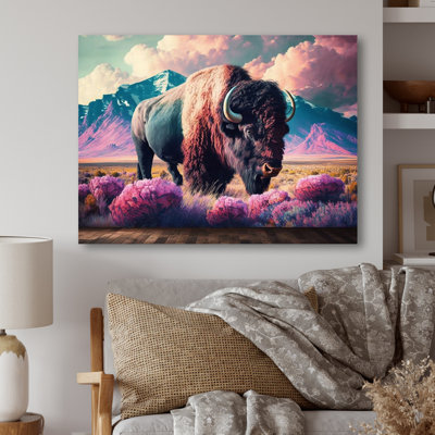 Buffalo avec paysage - impressions sur toile Buffalo / Bison