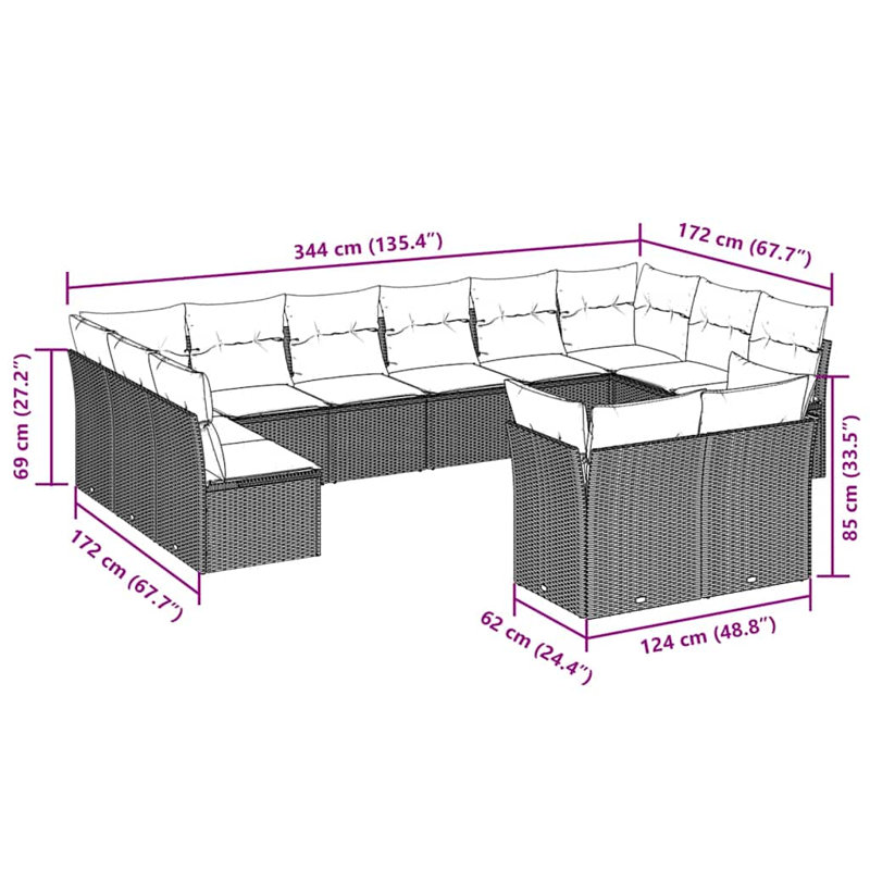 Ensemble de canapé de jardin Vidaxl