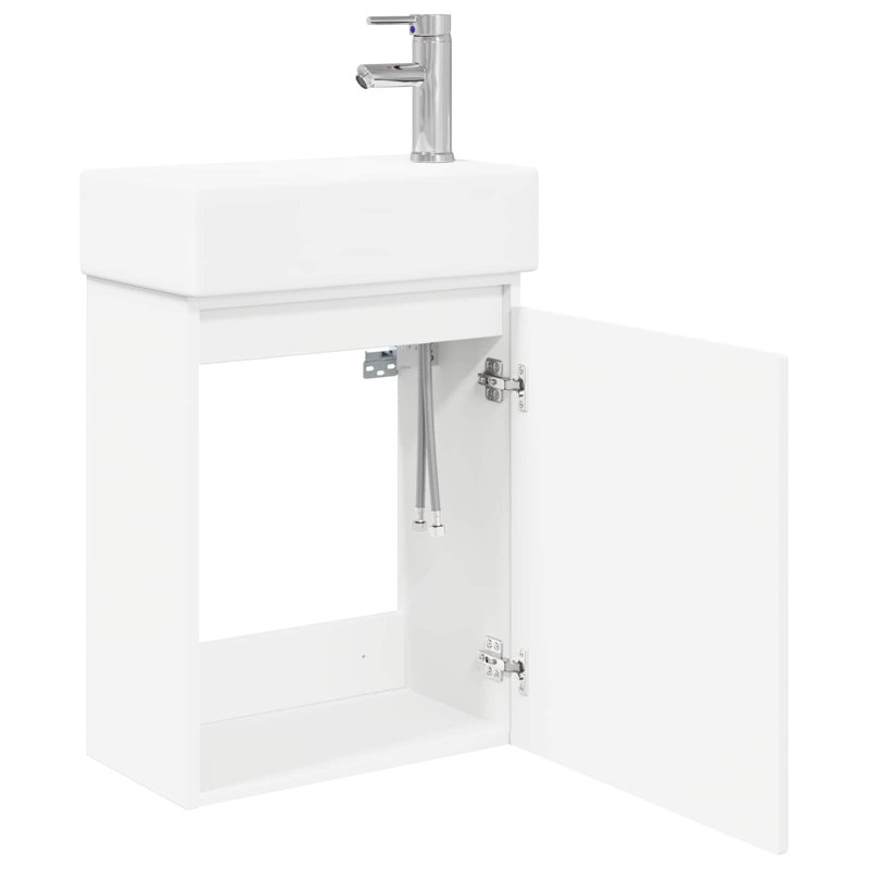 Single Bathroom Vanity with Ceramic Basin, White
