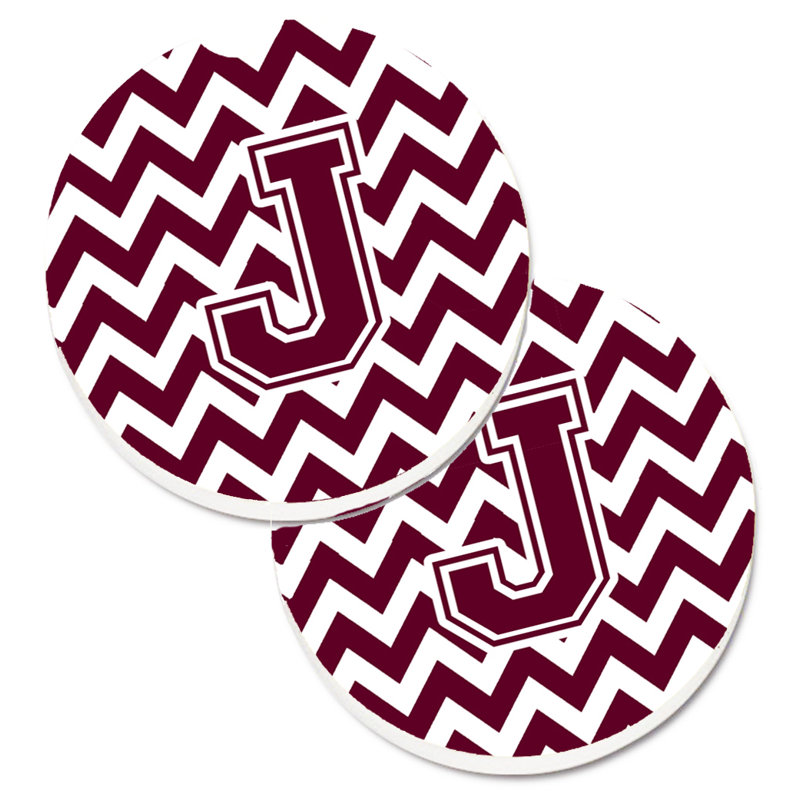 Sous-verre pour voiture, J, Blanc / Marron