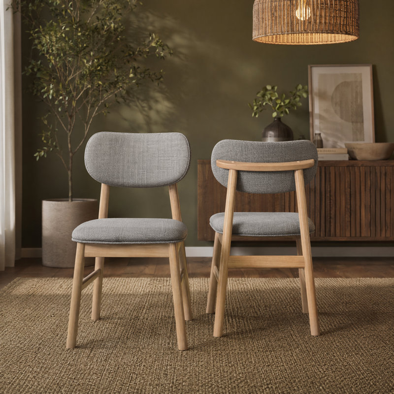 18.7 H Upholstered Dining Chair, Oak