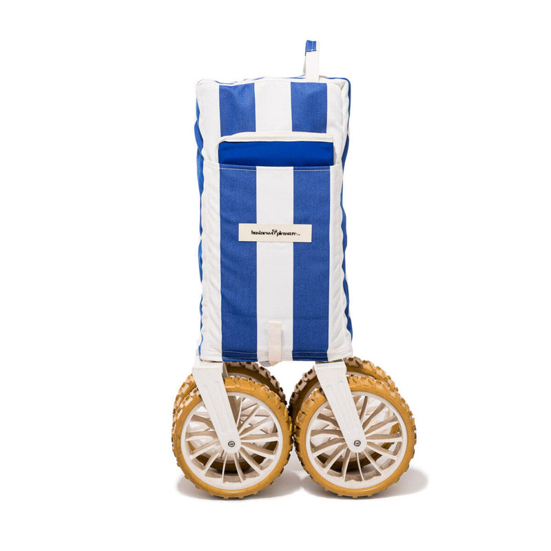 Folding Beach Cart, Blue/White