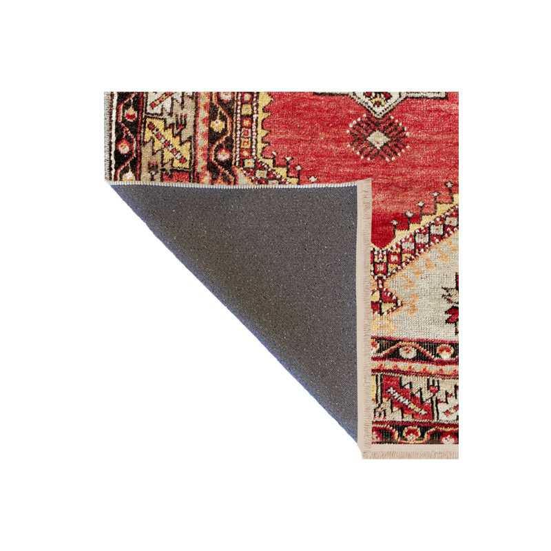 Tapis décoratif rétro beige à motif décoratif traditionnel et motif lavable à la machine