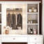 Bureau de meuble-lavabo avec miroir à DEL, coiffeuse de maquillage avec 11 tiroirs, 3 modes d'éclairage couleur