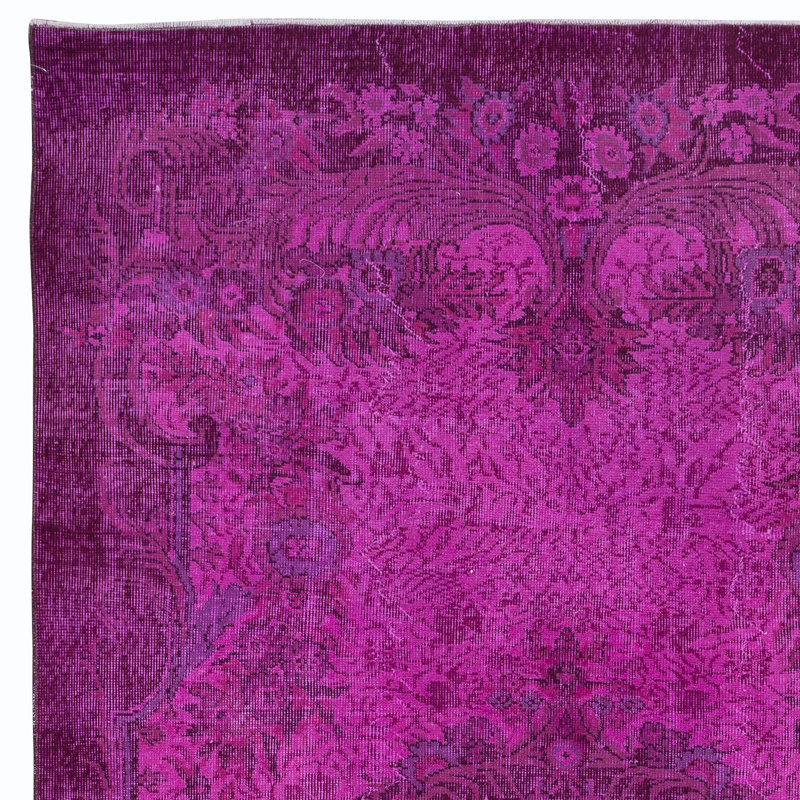 Magnifique tapis rose fait à la main 5,4 x 9,7 pi, tapis de salon moderne, tapis pour chambre d'enfant