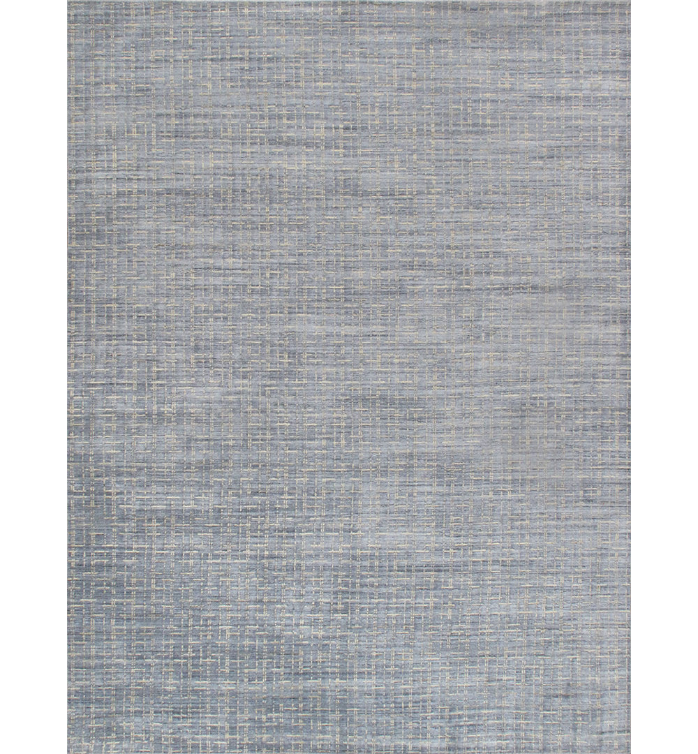 Slate Hand-loomed VSilk & Wool Blue Area Rug Pasargad Rug