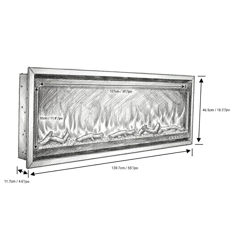 Wrought Studio Electric Fireplace, Black/Grey