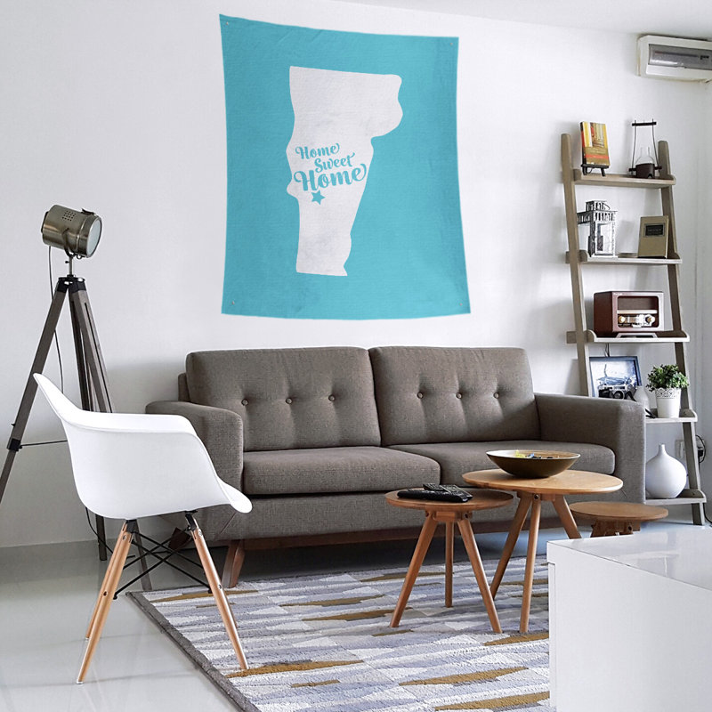 Tapisserie murale Home Sweet Rutland, H 60 po x l 51 po, Bleu sarcelle