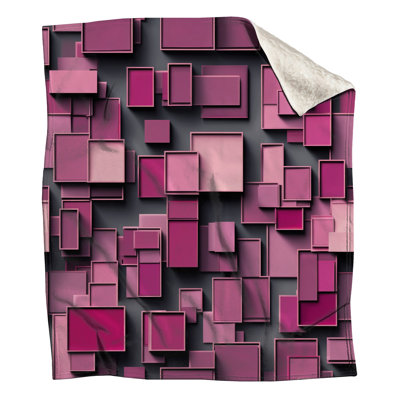 Pink Geometric Squares Blankets