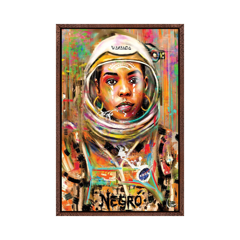 Space Negro by Crixtover Edwin - Wrapped Canvas Print, 66.04 cm H x 45.72 cm W, Classic Brown Wood Framed