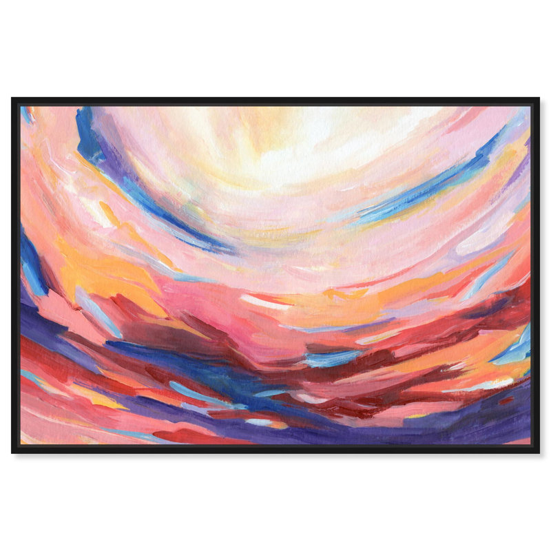 Horizon's Embrace Colourful Abstracts by, Black Floater Framed, 17" H x 25" W
