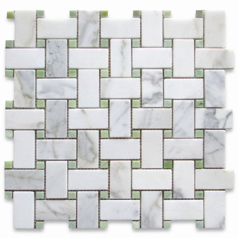12" x 12" Marble Mosaic Wall & Floor Tile, Gray/White
