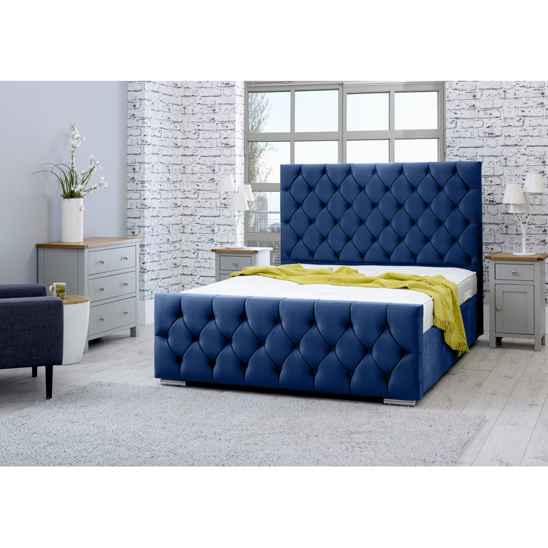 Katara Upholstered Bed, Single (3'), Blue