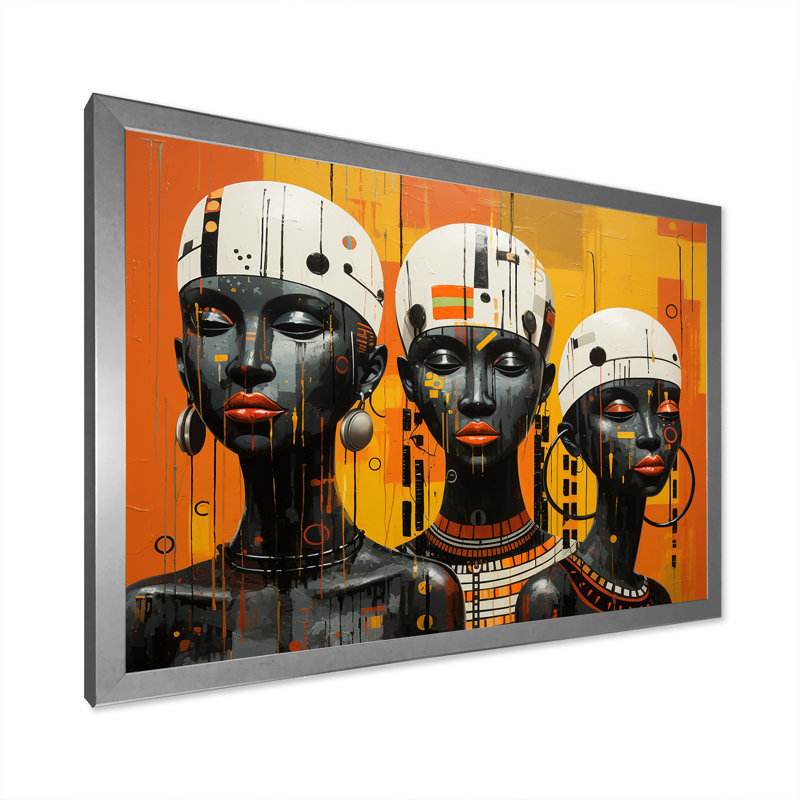 Minimalisme des tribus d'Afrique II sur toile, Cadre simple argenté, H 16 po x l 32 po x P 1 po