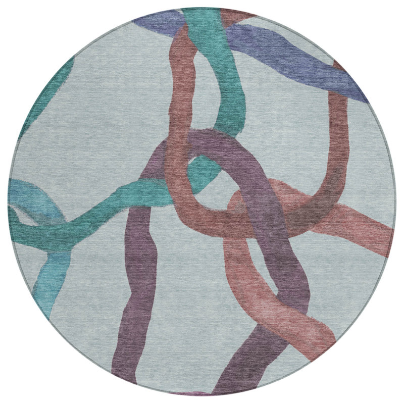 Machine Washable Indoor/Outdoor Jozwiak ACN2394 Abstract Rug, Round 8'