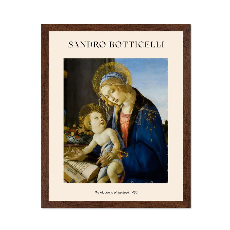 Sandro Botticelli - La Madone du livre, 18"H x 24"W, Poster, Brown Framed