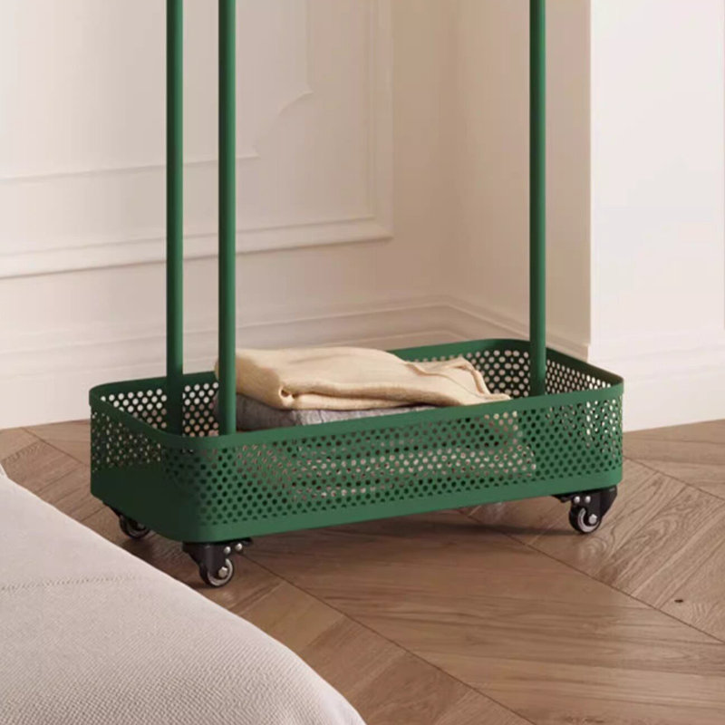 Modern Metal Hall Tree With Basket, Green