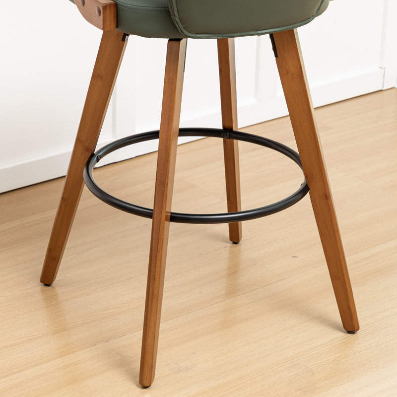 Swivel Upholstered Counter Stool, Green, Bar Stool (30" Seat Height)