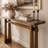 55.1" Modern Narrow Console Table with Trapezoidal Legs, Walnut Brown MDF Entryway Table with Crossbar Support for Hallway, Living Room and Sofa