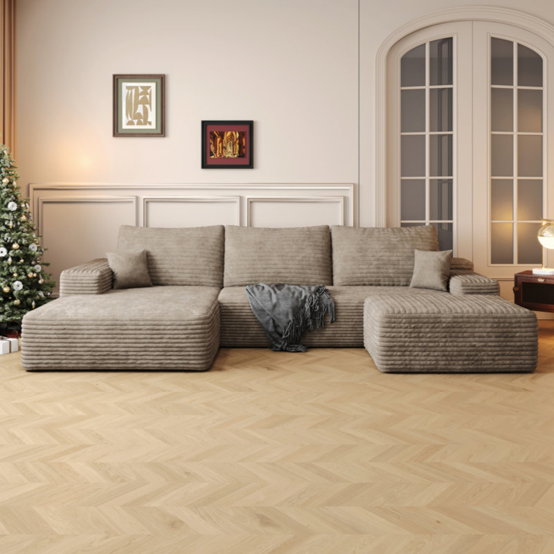 Canapé modulaire rembourré en tissu désossé de style moderne minimaliste pour le salon, canapé d'angle à siège profond, aucun assemblage requis