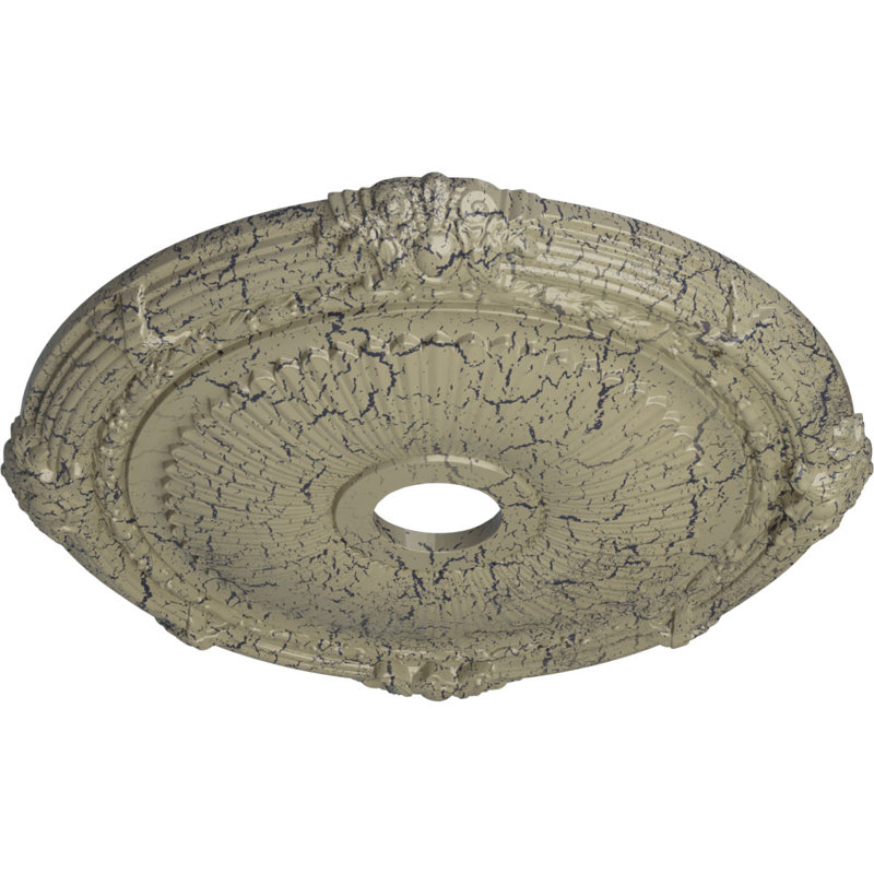 Médaillon de plafond Endurathane Heaton, DE 27 1/2 po x P 3 7/8 po x P 2 1/4 po (convient aux auvents jusqu'à 6 1/2 po), finition pierre craquelée peinte à la main