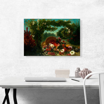 «Basket Of Flowers» par Eugene Delacroix - peinture sur toile tendue