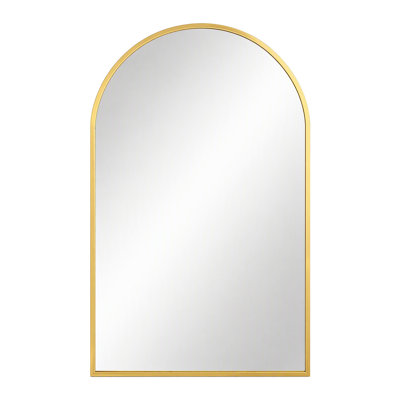 Arched Wall Mirror with Aluminum Frame, Anti-Fog Vanity Mirror for Bathroom, Bedroom, Entryway & Living Room