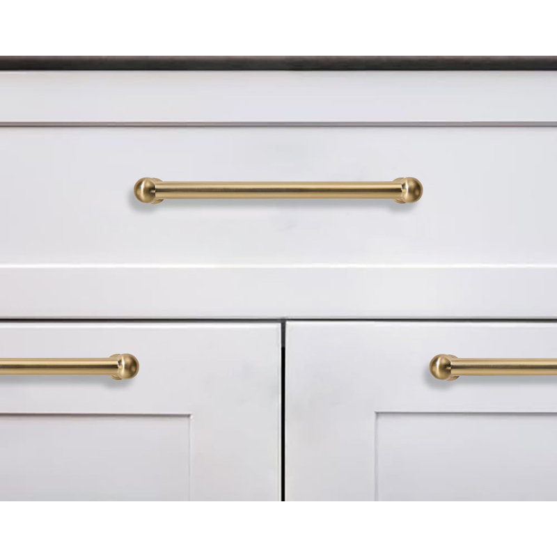 Paquet de 10 poignées d'armoire en laiton brossé avec trou central de 5 pouces
