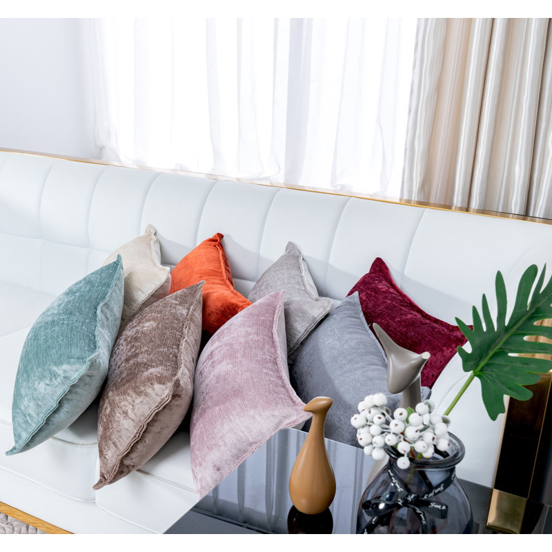 Nicole Solid Colour Chenille Reversible Throw Pillow, Charcoal