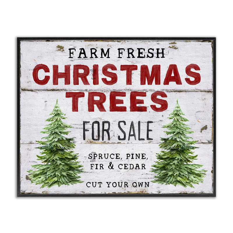 Arbres de Noël à vendre, estampe numérique par Creatif Belle, H 11 po x l 14 po, Giclée encadrée noir minuit