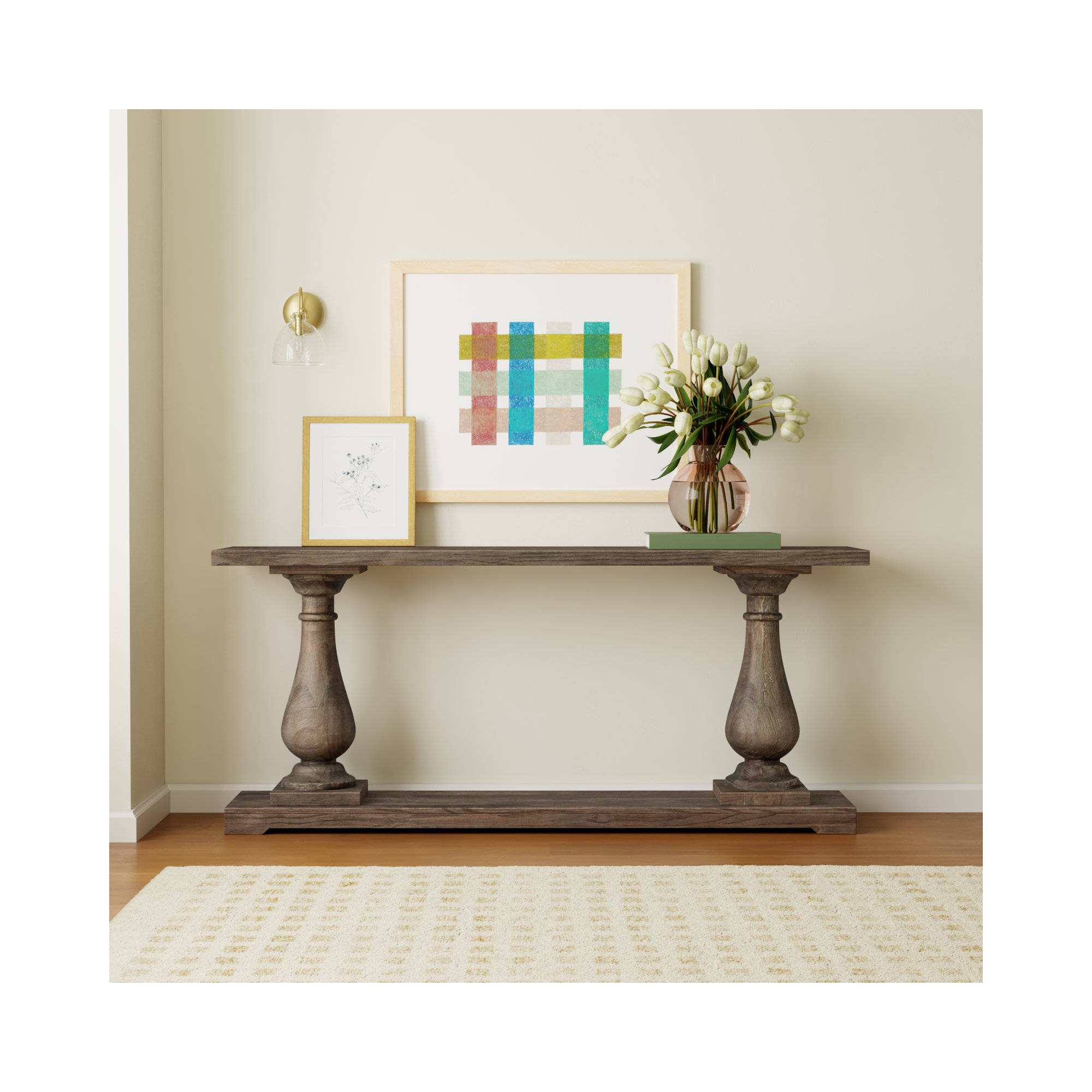 Farrer 70.9'' Solid Wood Console Table, Rustic Brown